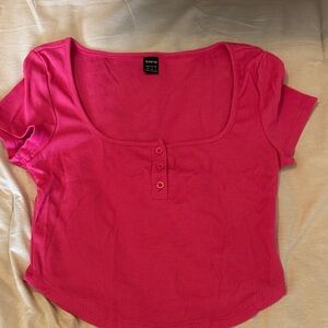 SHEIN Hot Pink Ribbed Crop Top